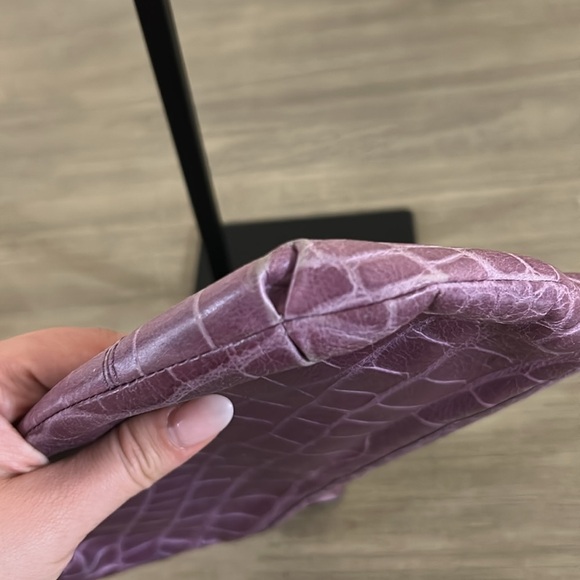 COACH Madison Croc Embossed Large Leather Wristlet, Purple - Picture 7 of 8